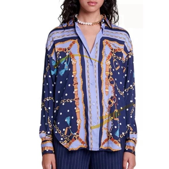 Maje Cechaine printed shirt with a chain motif print Size 1 - Picture 5 of 13